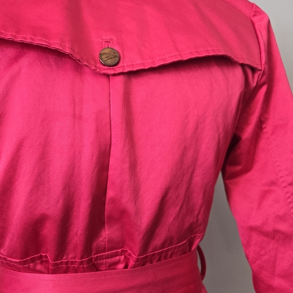 MARCIANO Hot Pink Belted Trench Coat With a Satin Feel. Size Small - Picture 8 of 16